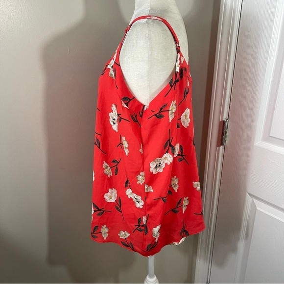 TORRID Sophie Coral & White Floral Georgette Swing Sleeveless Tank Blouse - 00 - Picture 5 of 8